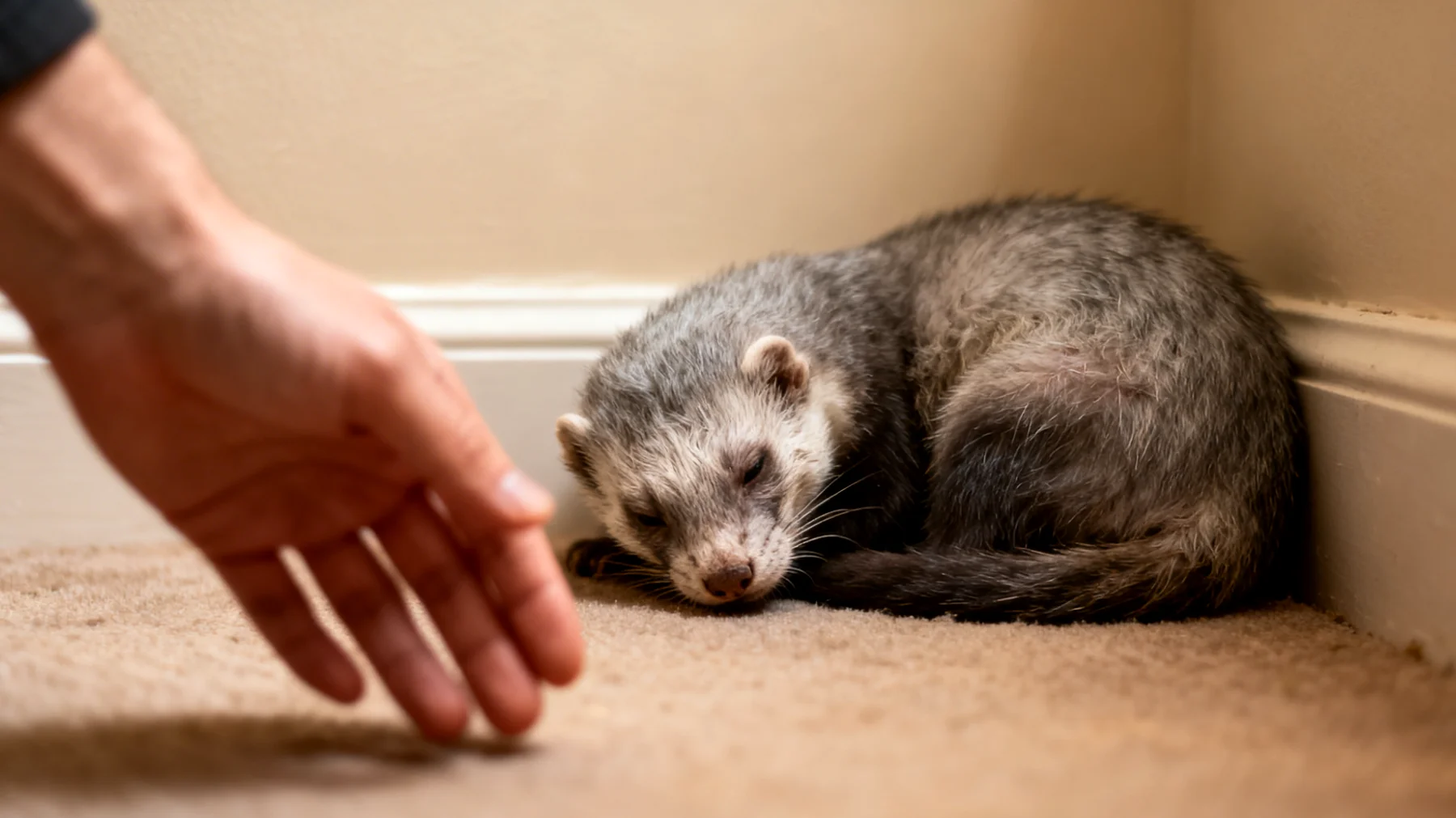 Ältere Frettchen zeigen oft nachlassendes Interesse an Interaktion und können durch altersbedingte Gesundheitsprobleme wie Arthritis oder verminderte Sinneswahrnehmung schwieriger in den Haushalt zu integrieren sein"