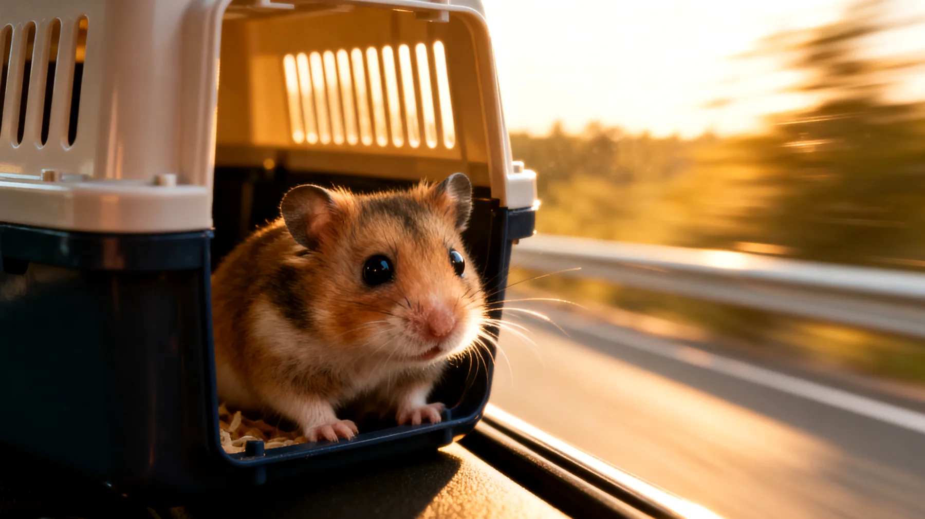 Hamster leiden während Reisen unter erheblichem Stress durch Transportbewegungen, ungewohnte Geräusche und Temperaturveränderungen, was zu Angst, Dehydration und gesundheitlichen Problemen führen kann"